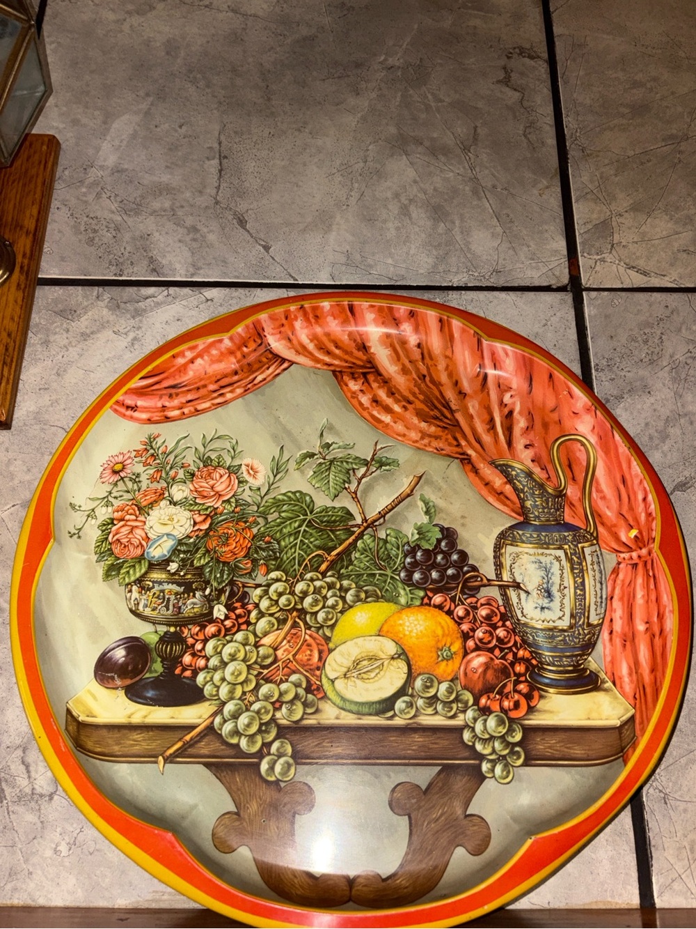 Daher Fruit & Floral Metal Serving Platter Decorative Tray Display Fall Colors